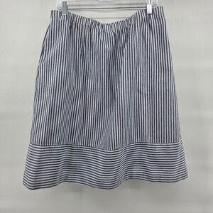 J.Crew Skirt Large NWT Blue White Striped Linen Blend Pull On Preppy Casual